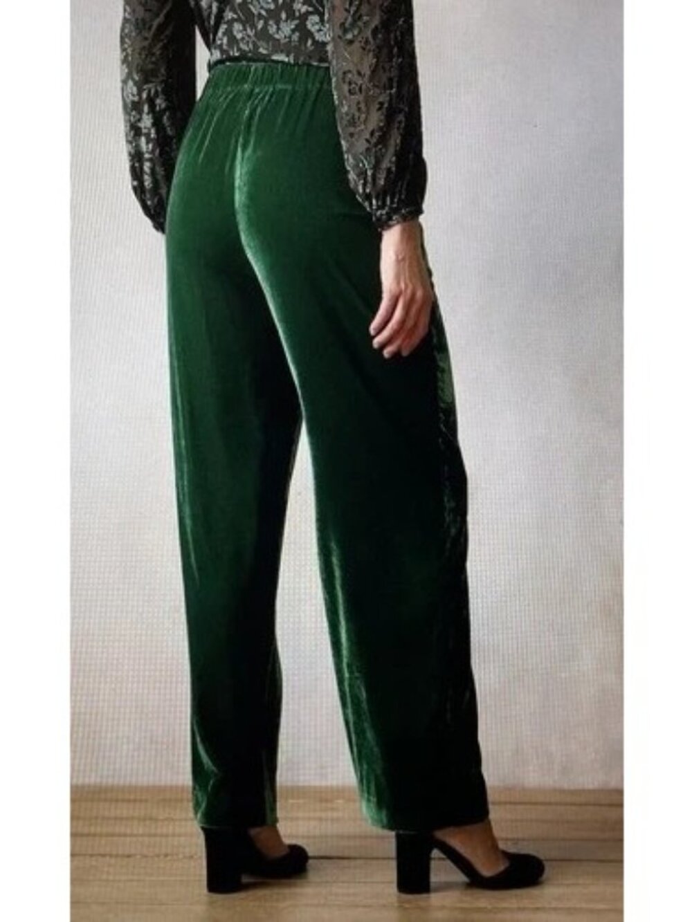 NEW velvet High Rise Wide Leg Green LC Lauren Conrad trouser pants womens sz 6